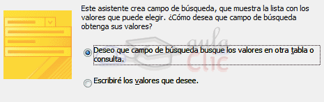 Asistente b&uacute;squeda - Valores de tabla