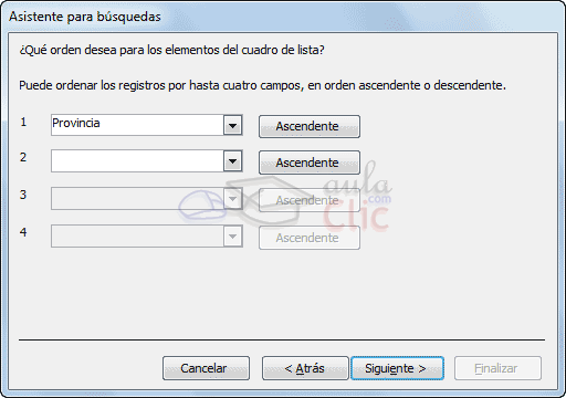 Asistente para b&uacute;squedas - ordenar valores de tabla