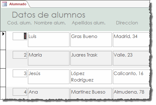 Ejemplo del resultado de formulario