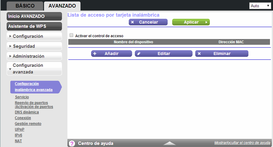 configuraci&oacute;n wifi MAC