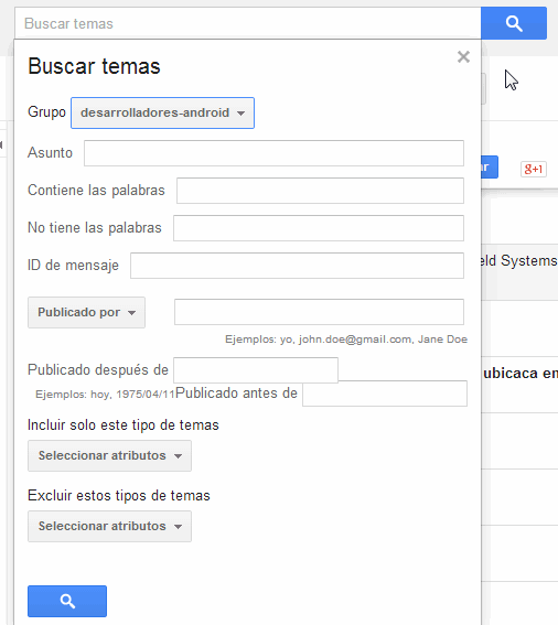 b&uacute;squeda avanzada en grupos